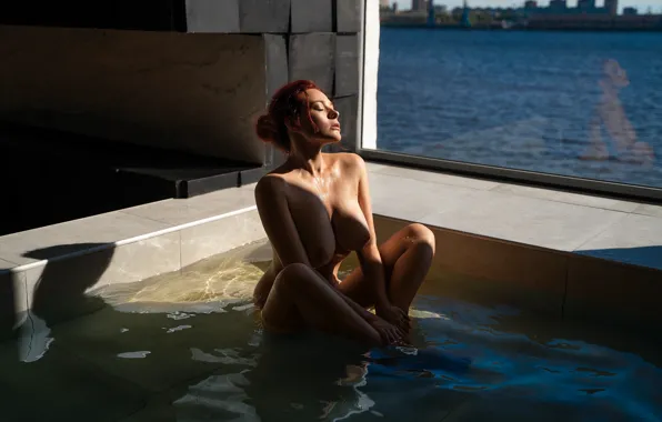 Chest, water, girl, naked, Tits, redhead, Olga Kobzar, Kobzar, Which
