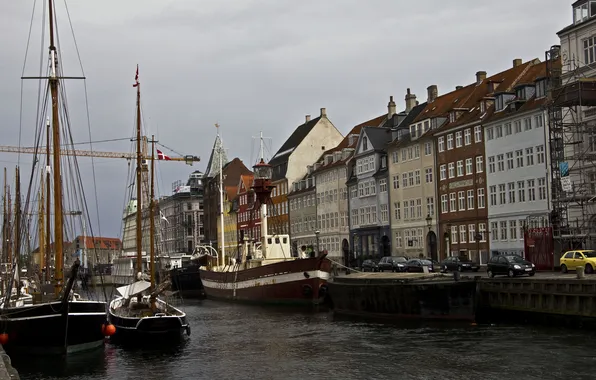 Picture home, boats, pier, Copenhagen