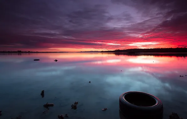 Picture landscape, sunset, lake