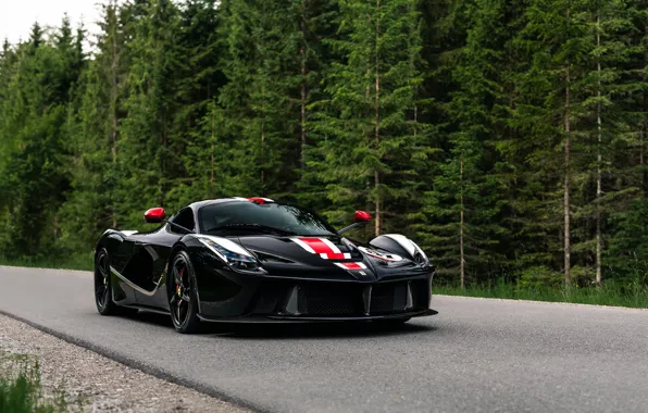 Ferrari, Red, Black, Road, Laferrari