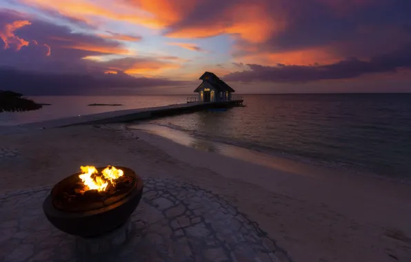 Picture sea, pierce, Jamaica, Montego Bay, Caribbean sunset