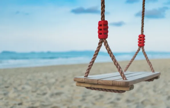 Sand, sea, wave, beach, summer, swing, summer, beach