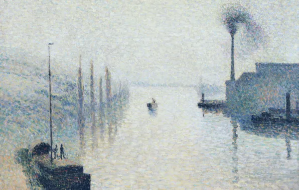 Picture landscape, picture, Camille Pissarro, The Isle Of Lacroix. Rouen. Fog