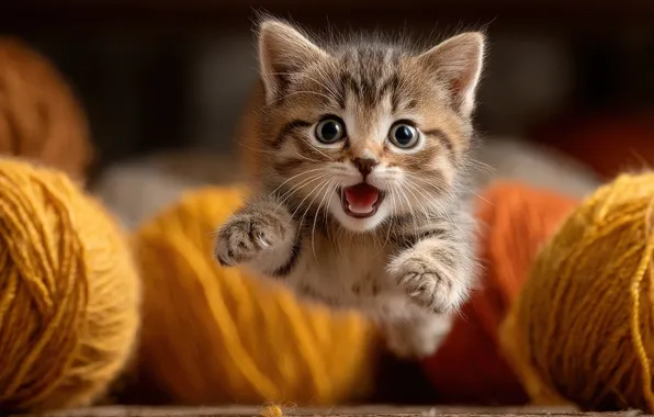 Language, cat, look, flight, pose, kitty, grey, jump