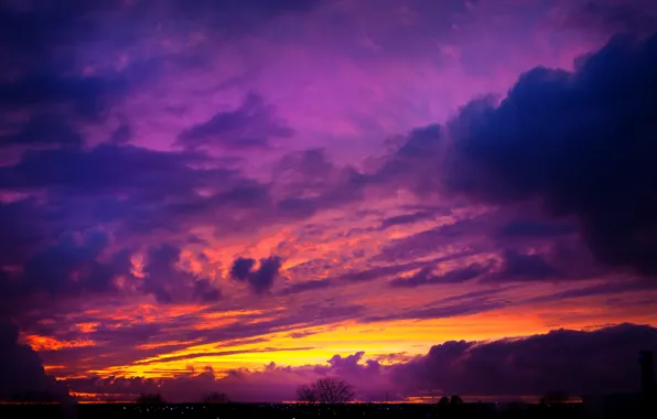 Wallpaper the sky, clouds, lights, glow