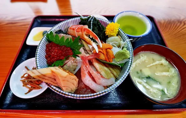 Dish, sushi, seafood