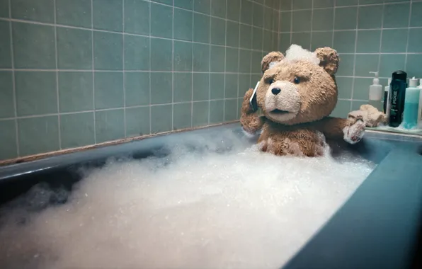 Picture bear, bath, bathed, Ted, The third wheel