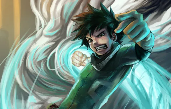 Anime, art, guy, Boku no Hero Academy, My hero Academy, Midori Isuku