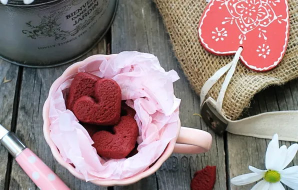 Flowers, petals, cookies, hearts, daisies