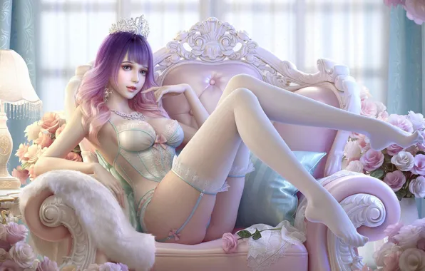 Flowers, sexy, underwear, corset, sexy, Diadema, gesture, flowers