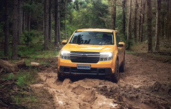 Ford, Yellow, Pickup, Offroad, Mud, Maverick, 2021, FX4