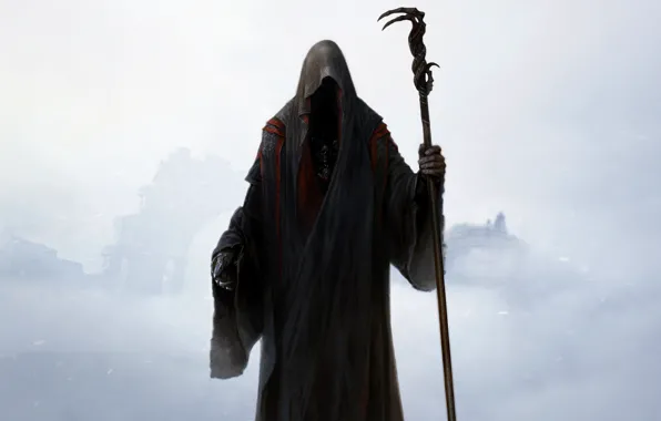 Fog, Figure, Being, Costume, Fantasy, Art, MAG, Staff