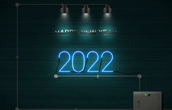 Picture happy new year, 2022, neon sign, 2022 year
