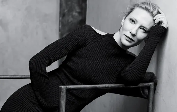 Picture pose, photo, dress, actress, black and white, Cate Blanchett, Cate Blanchett, NY Times Style