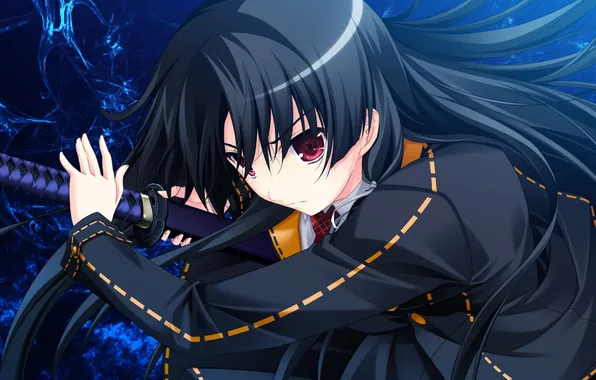 Girl, weapons, sword, katana, form, makita maki, ichinose yua, shinigami no testament