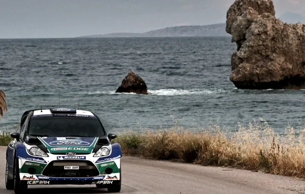 Picture Ford, Water, Sea, Road, Greece, Race, WRC, Rally