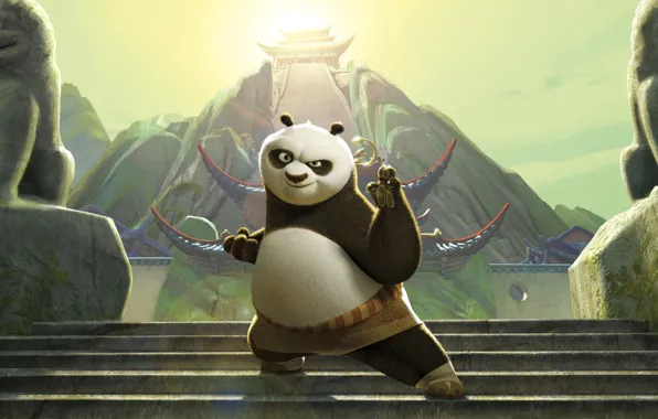 Picture cartoon, steps, the kung fu Panda 2