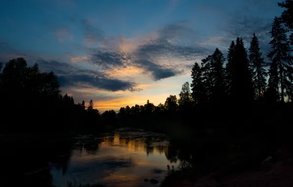 Picture sunset, river, the evening