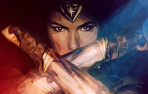 Wonder Woman, Art, DC comics, Gal Gadot, LowPoly