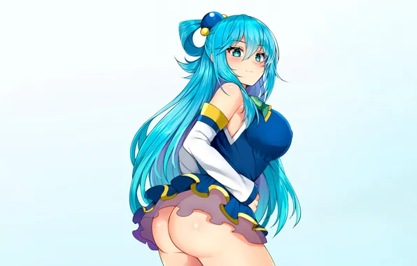 Girl, sexy, ass, long hair, boobs, anime, Aqua, beautiful