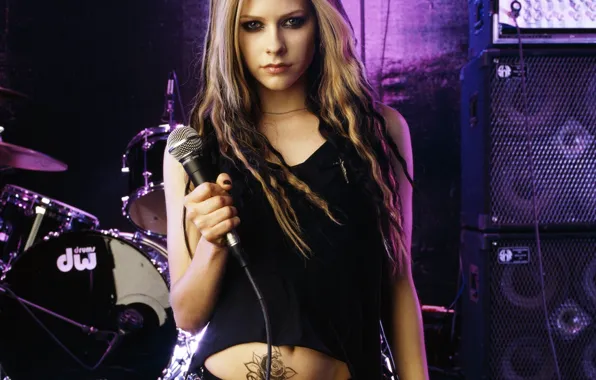 Scene, speakers, microphone, avril lavigne