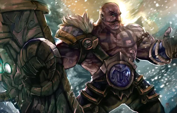 Mustache, snow, man, League of Legends, Braum, barbel, Heart of the Freljord