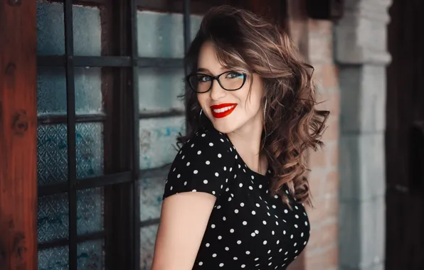 Picture girl, smile, makeup, glasses