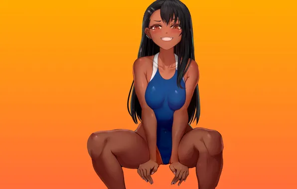 Kawaii, girl, Swimsuit, boobs, anime, evil, breasts, Cute