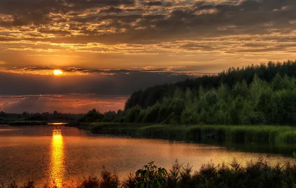Picture landscape, sunset, nature, river