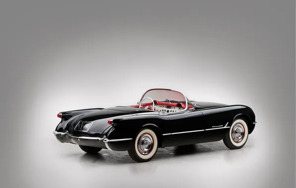 Corvette, Chevrolet, 1954, Black, retro cars, Chevrolet Corvette Black