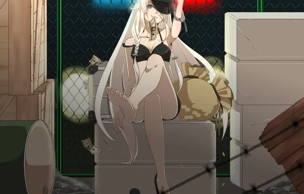 Girl, the fence, money, art, shoes, coins, vocaloid, Vocaloid