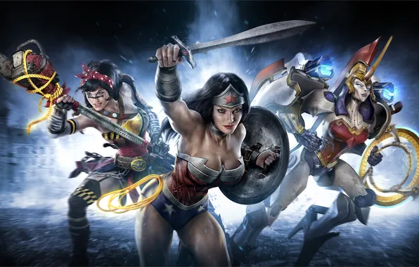 Picture sword, shield, mmorpg, DC comics, Warner Games, Wonder Women, infinite crisis