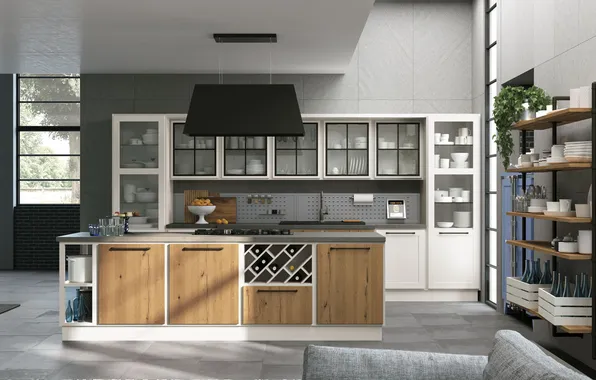 Style, Villa, interior, Italy, kitchen, living room, dining room, dining area