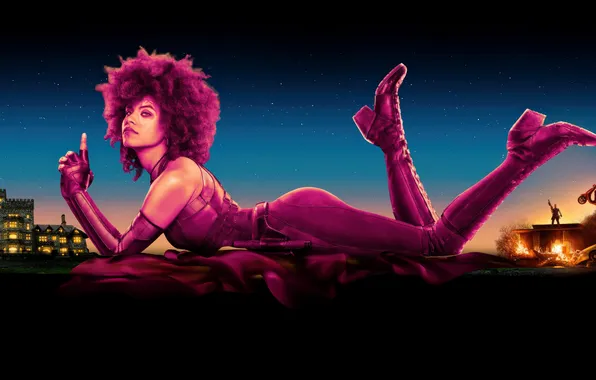 Girl, night, pose, background, hairstyle, costume, outfit, poster