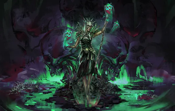 Magic, skull, staff, witch
