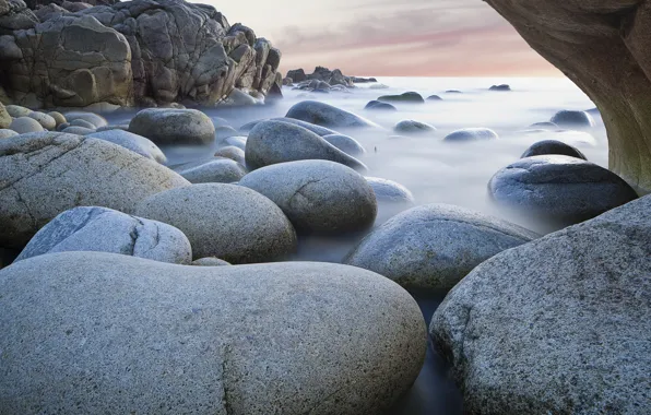 Picture sea, nature, stones, rocks, excerpt, smoothness