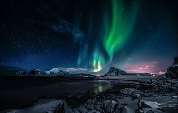 Picture night, beauty, Northern lights, night, beauty, northern lights, fjords, fjords