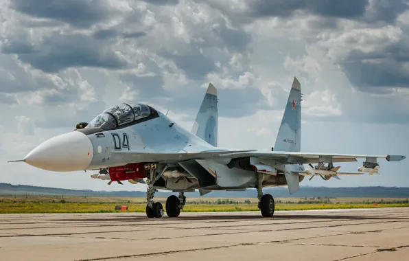 The sky, fighter, the airfield, Russian, multipurpose, double, Su-30CM