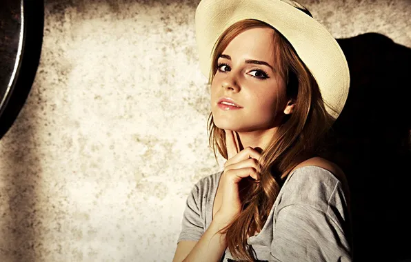 Picture look, wall, hat, Emma Watson, Emma Watson