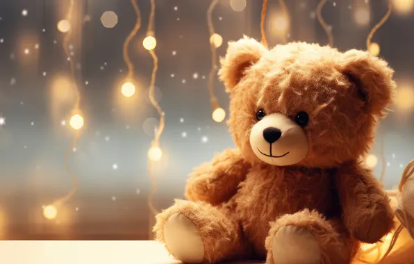 Light, lights, toy, bear, Christmas, bear, New year, bear