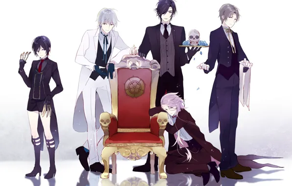 Chair, anime, art, guys, Touken Ranbu