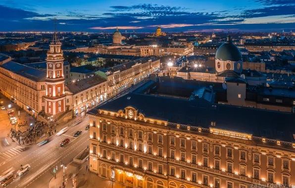 Picture building, Saint Petersburg, Russia, architecture, night city, Nevsky Prospekt, Stanislav Zaburdaev
