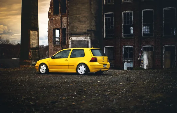 Yellow, volkswagen, Golf, golf, Volkswagen, MK4