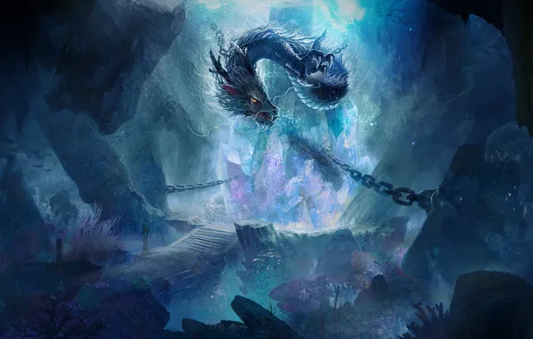 Dragon, Chain, Fantasy, Dragon, Art, Art, Fiction, Myth