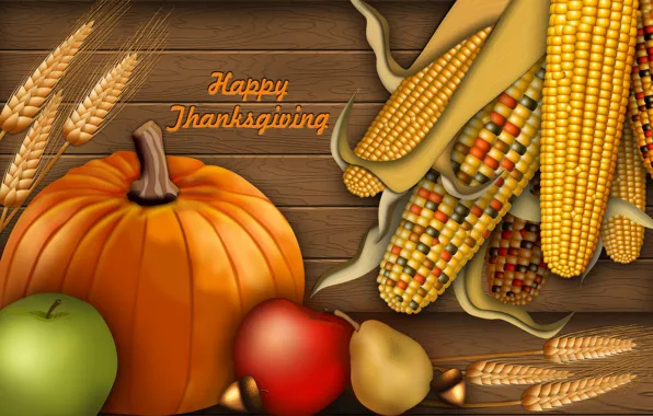 Autumn, collage, apples, corn, harvest, pumpkin, postcard, thanksgiving
