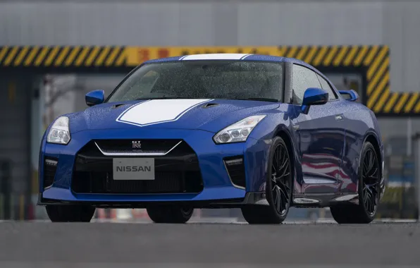 Blue, Nissan, GT-R, dampness, R35, 50th Anniversary Edition, 2020, 2019