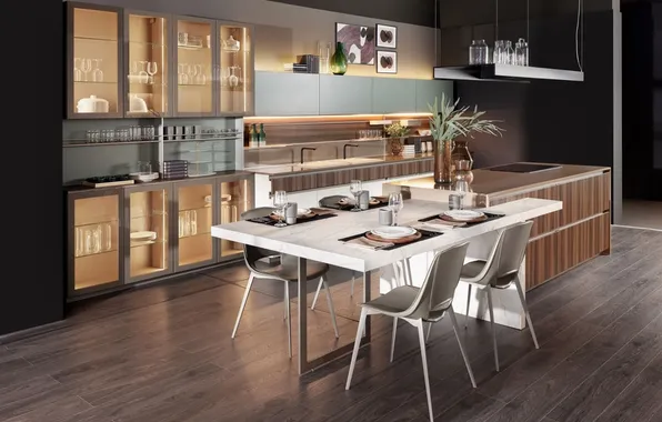 Style, Villa, interior, Italy, kitchen, dining room, dining area, Italian design