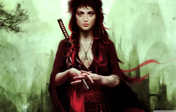 Picture girl, fantasy, warrior
