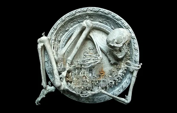 The remains, skeleton, engraving