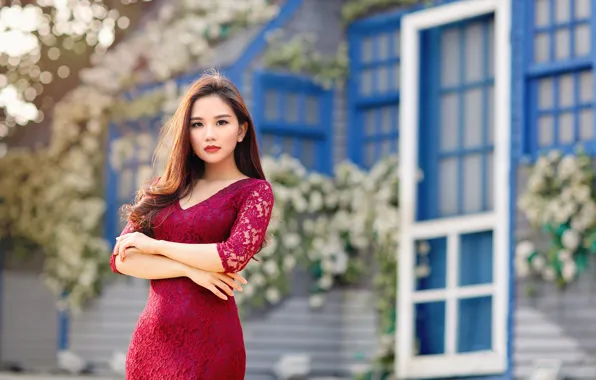 Look, girl, dress, Asian